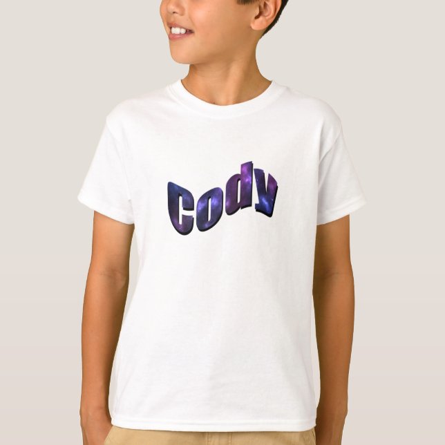 Blå Nebula Cody Namn, T Shirt (Framsida)