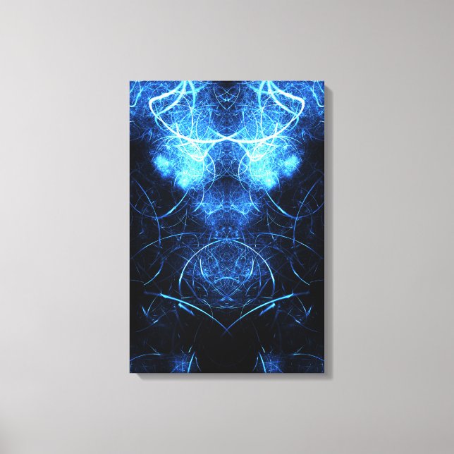 Blå nebulosa energifraktal konst canvastryck (Framsida)