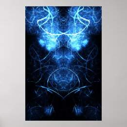 Blå nebulosa energifraktal konst poster