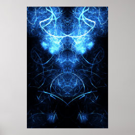 Blå nebulosa energifraktal konst poster