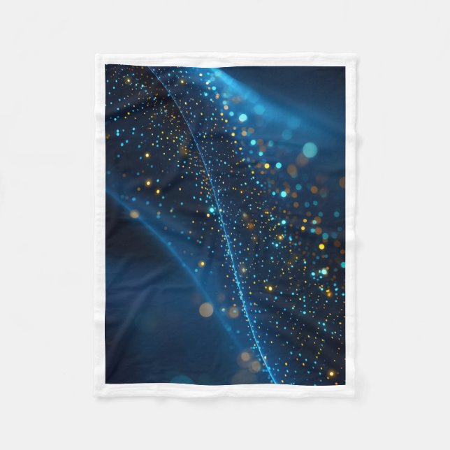 Blå nebulosa och lysande gyllene gnistor Fleecefil Fleecefilt (Framsidan)