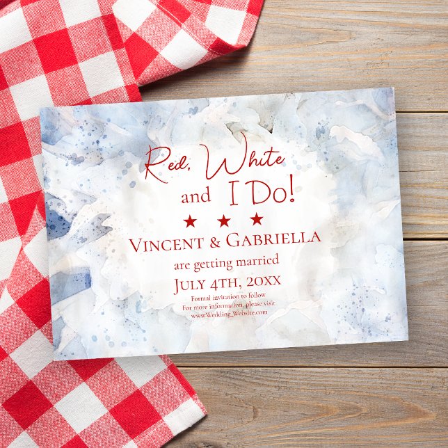 Blå nejlikblommor 4:e juli Bröllop Spara Datumet (Skapare uppladdad)