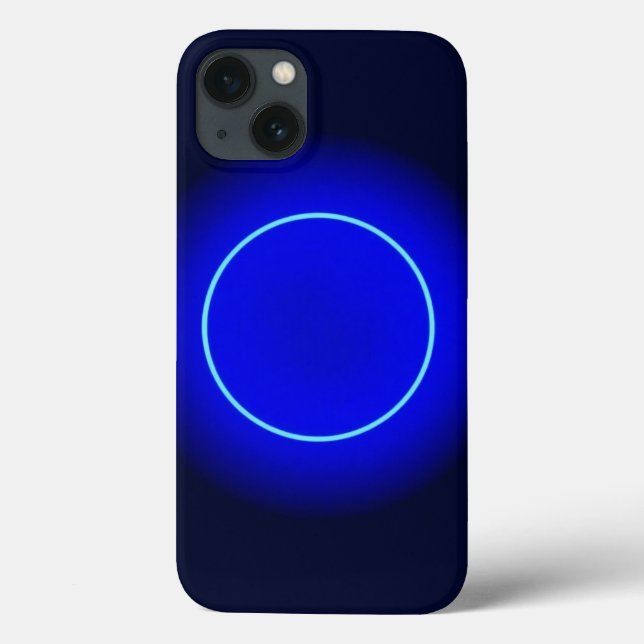 Blå neoncirkelformade valentinmönster iphone case (Baksida)