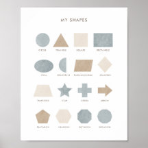 Blå Neutralt Shapes Educational Classroom Decor