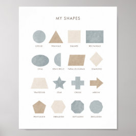 Blå Neutralt Shapes Educational Classroom Decor Poster