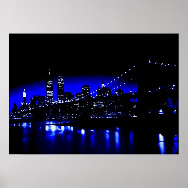 Blå New York City Affisch Print (Framsidan)