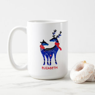 Blå nordiska julrenspar kaffemugg