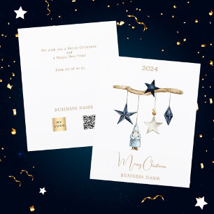 Blå nordiska stjärnor gnome QR Business jul Flygblad