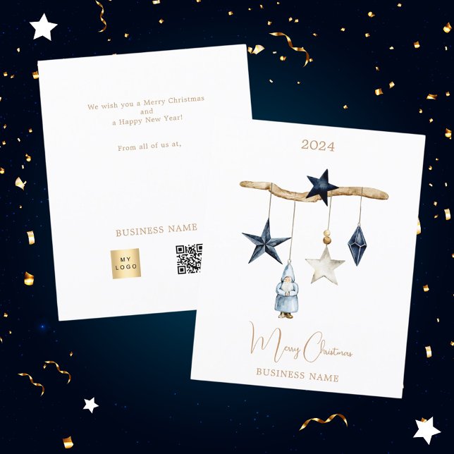 Blå nordiska stjärnor gnome QR Business jul Flygblad (Skapare uppladdad)