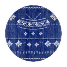 Blå norsk stickning, skärbräda