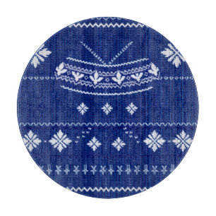 Blå norsk stickning, skärbräda