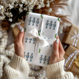 Blå nötknäppare jul presentpapper