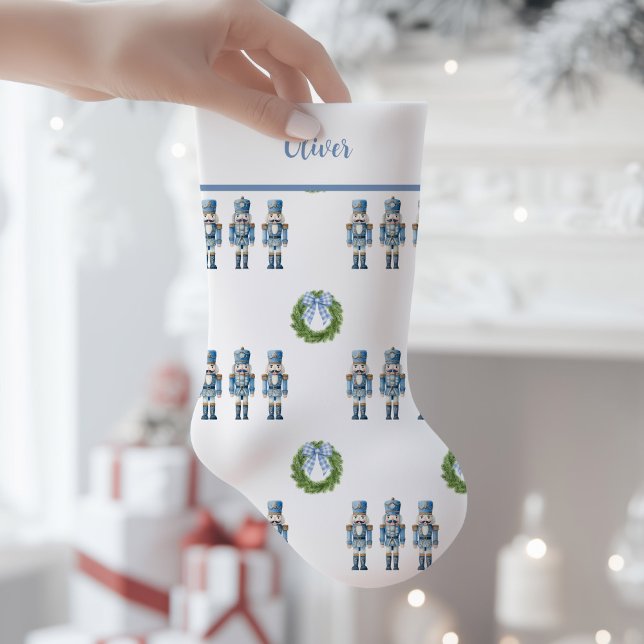 Blå nötknäppare nostalgisk  liten julstrumpa (Blue Nutcracker Christmas Stocking)