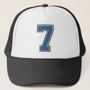 Blå nummer 7 truckerkeps
