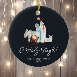 Blå nyans, Religiösa jul Julgransprydnad Keramik