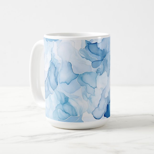 Blå Nyanser Abstrakt  Kaffemugg (Framsida vänster)