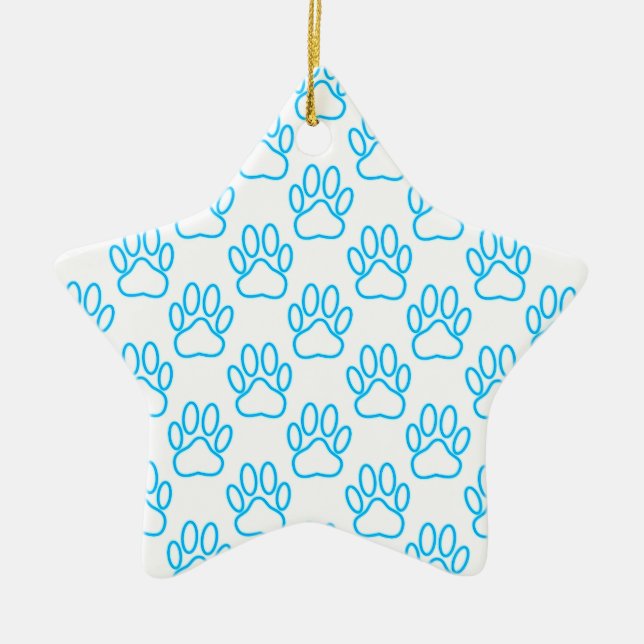 Blå nyon Hund Paw Skriv ut Mönster Julgransprydnad Keramik (Framsidan)