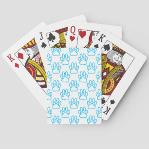 Blå nyon Hund Paw Skriv ut Mönster Spel Kort