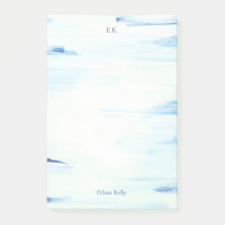 Blå Ocean Abstrakt Konst Personligt Namn Post-it Block