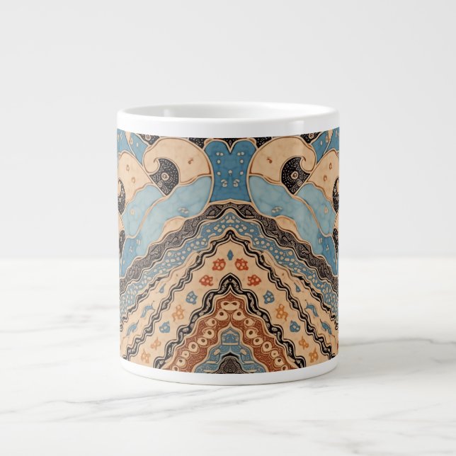 Blå Ocean Batik Specialmugg Jumbo Mugg (Framsidan)