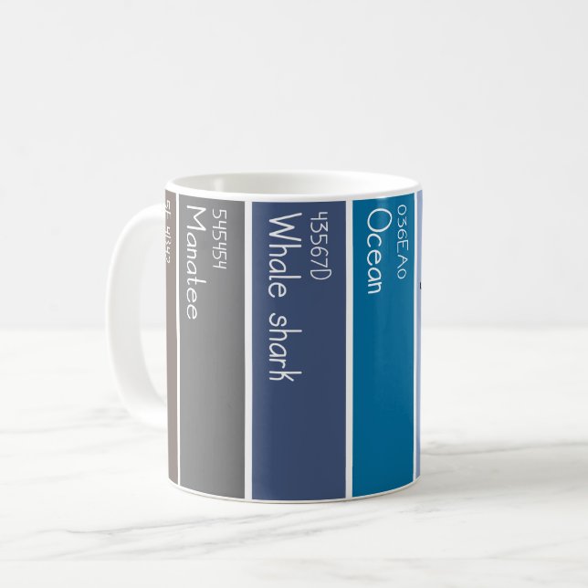 Blå Ocean Färgpalett Färgprover  Kaffemugg (Framsida vänster)