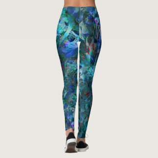 Blå Ocean Flöden Abstrakt Leggings -stort mönster
