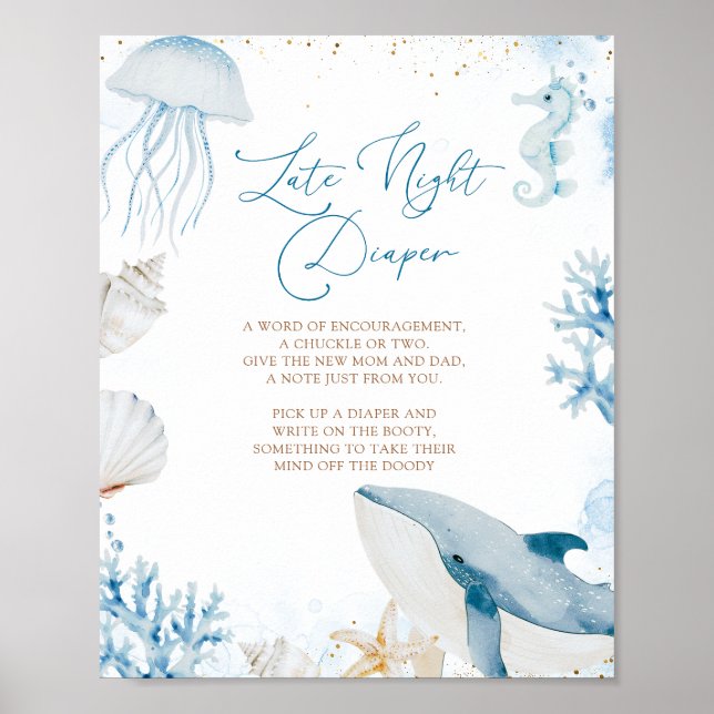 Blå Ocean Hav Ser Dig Snart Sommar Sent Blöja Affi Poster (Framsidan)