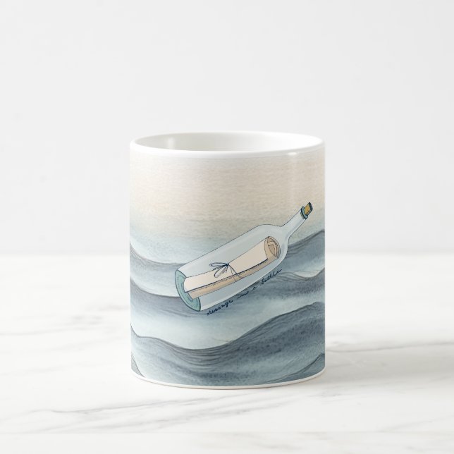 Blå Ocean Meddelande i en Flaska Kaffemugg (Center)