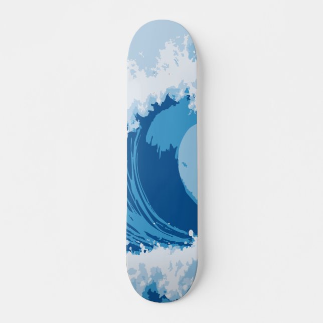 Blå Ocean Rip Curl Våg Abstrakt Design Mini Skateboard Bräda 18,5 Cm (Framsida)