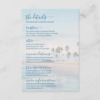 Blå Ocean Strand Bröllop Detaljer Tilläggskort