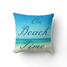 Blå Ocean Strand Typografi Kudde