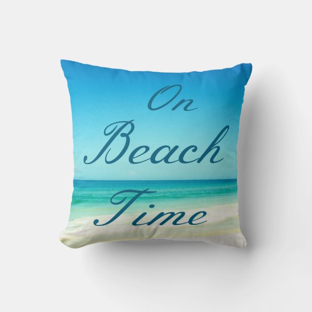 Blå Ocean Strand Typografi Kudde (Framsida)
