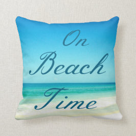 Blå Ocean Strand Typografi Kudde