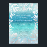 Blå oceanen Himlar Glitter Ombre Blommigt Foil Nav Inbjudningar<br><div class="desc">Utformningen har en dekorfärg för glitter blad. Elegantens skript i mjukt vitt avslutar utseendet. Behöver du hjälp med att spara datumformuleringen eller anpassningen? Kontakta mig via länken "Be denna designer" på den här sidan</div>