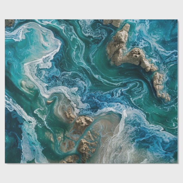 Blå oceanen presentpapper (Platt)