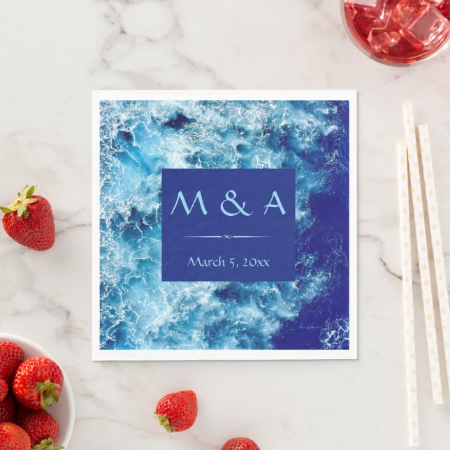 Blå oceanen Vatten Bröllop Luncheon Napkin Pappersservett (Insitu)