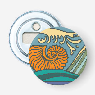 Blå Oceanvågor Nautilus Snäckskal Art Nouveau Flasköppnare