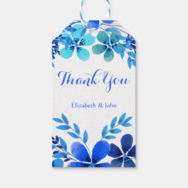 Blå och akvatisk Blommigt, vattenfärg | TACK BRÖLL Presentetikett