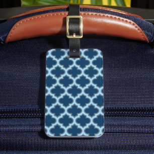 Blå och Baby blue trellis, lattice, quatrefoil Bagagebricka