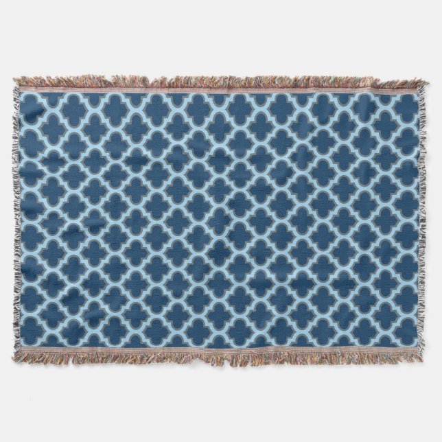 Blå och Baby blue trellis, lattice, quatrefoil Filt (Framsidan)