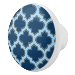 Blå och Baby blue trellis, lattice, quatrefoil Knopp
