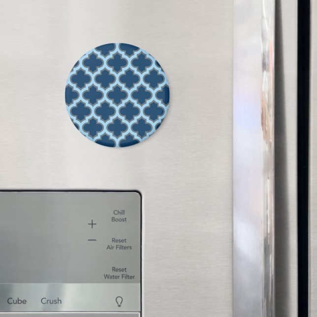 Blå och Baby blue trellis, lattice, quatrefoil Magnet (In Situ (Fridge))