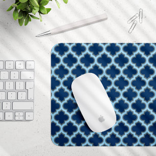 Blå och Baby blue trellis, lattice, quatrefoil Musmatta