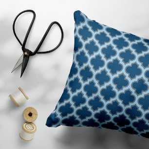 Blå och Baby blue trellis, lattice, quatrefoil Prydnadskudde