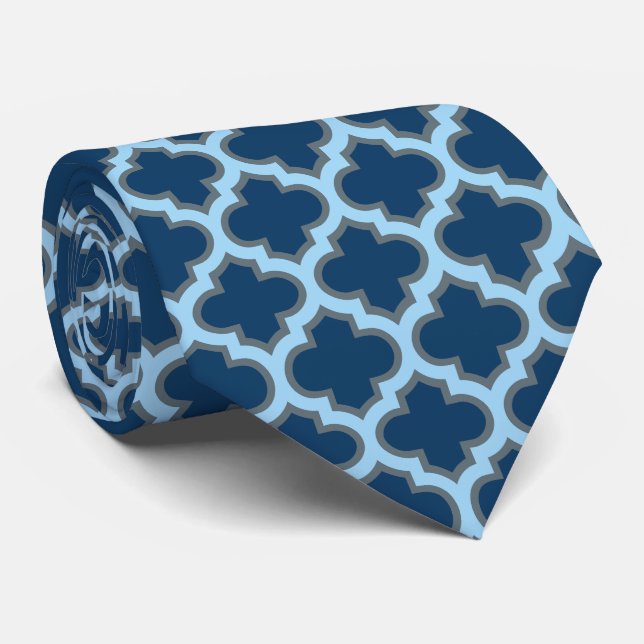 Blå och Baby blue trellis, lattice, quatrefoil Slips (Rullad)
