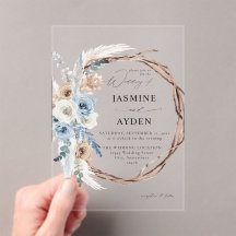 Blå och Beige Boho Blommigt Wandan Bröllop