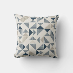 Blå och beige geometrisk mönstrad kastkudde kudde