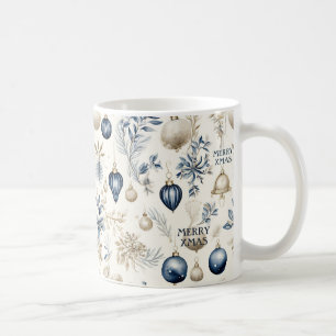 Blå och beige julprydnad Mönster Kaffemugg
