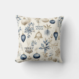 Blå och beige julprydnad Mönster Kudde