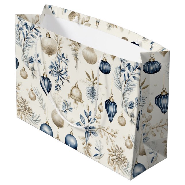 Blå och Beige Julprydnader (Baksidan Vinklad)